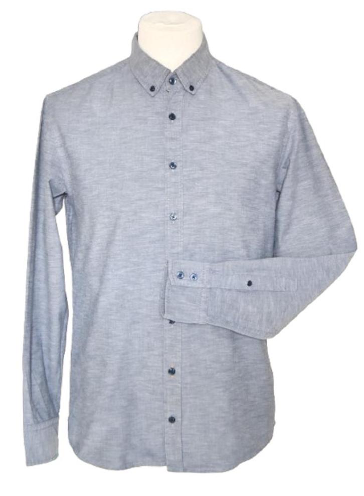 Boss, Hugo Boss overhemd, shirt, blauw/grijs, Mt. L, Kleding | Heren, Overhemden, Zo goed als nieuw, Halswijdte 41/42 (L), Blauw