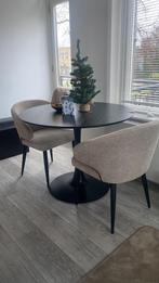 Zwarte ronde eettafel diameter 100, Ophalen, 100 tot 150 cm, Rond, Zo goed als nieuw