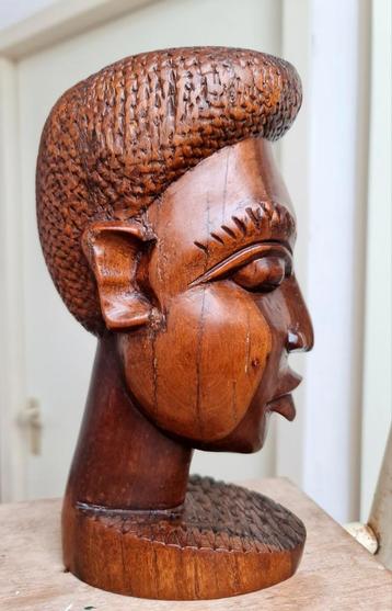 Afrikaans houten beeld hoofd gezicht vrouw dame + karakter  beschikbaar voor biedingen