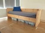 Stoer steigerhouten bed met lattenbodem en matras, Huis en Inrichting, Slaapkamer | Bedden, Ophalen, Gebruikt, 90 cm, Eenpersoons