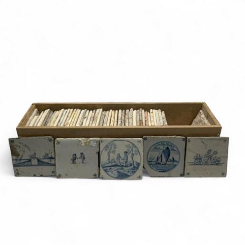 Lot tegels (49x), Antiek en Kunst, Antiek | Wandborden en Tegels, Ophalen of Verzenden