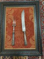 Vleesmes met vleesfork, Antiek en Kunst, Antiek | Goud en Zilver, Ophalen of Verzenden, Zilver