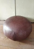 Vintage poef, leer, rond , groot 70 cm., Huis en Inrichting, Ophalen, Gebruikt, Vintage, industrieel, boho, Leer