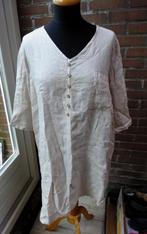 Licht beige Linnen blouse/tuniek maat L, Gedragen, Beige, Maat 42/44 (L), Made in Italy