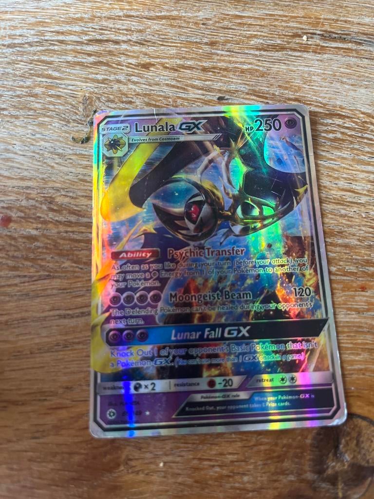 Pokémon kaart Lunala GX, Ophalen, Gebruikt, Losse kaart, Foil