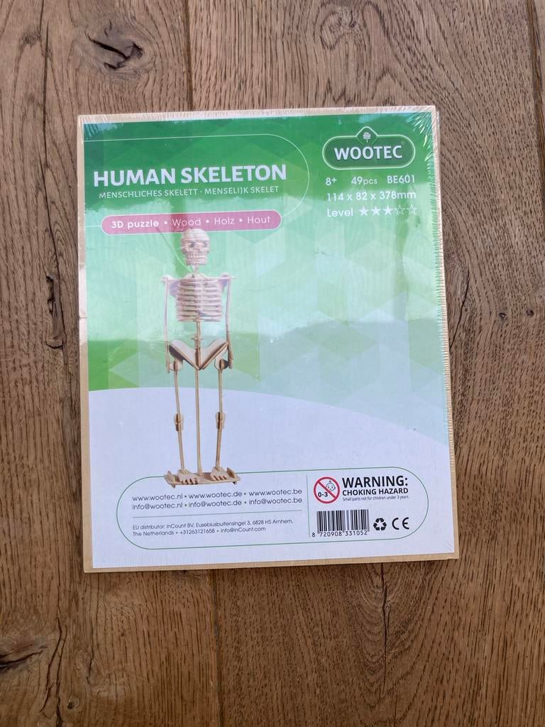 3D houten puzzel menselijk skelet, Ophalen of Verzenden, Nieuw, Puzzelen