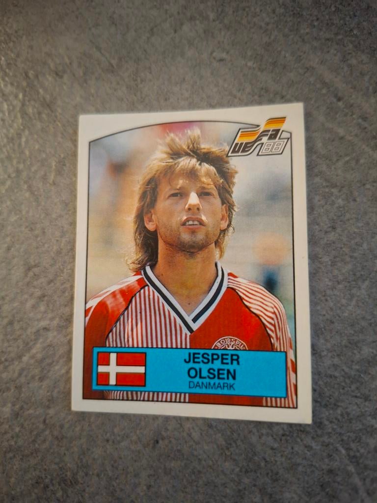 Panini sticker Euro 88 Duitsland. Jesper Olsen Denemarken., Verzenden, Zo goed als nieuw, Sticker
