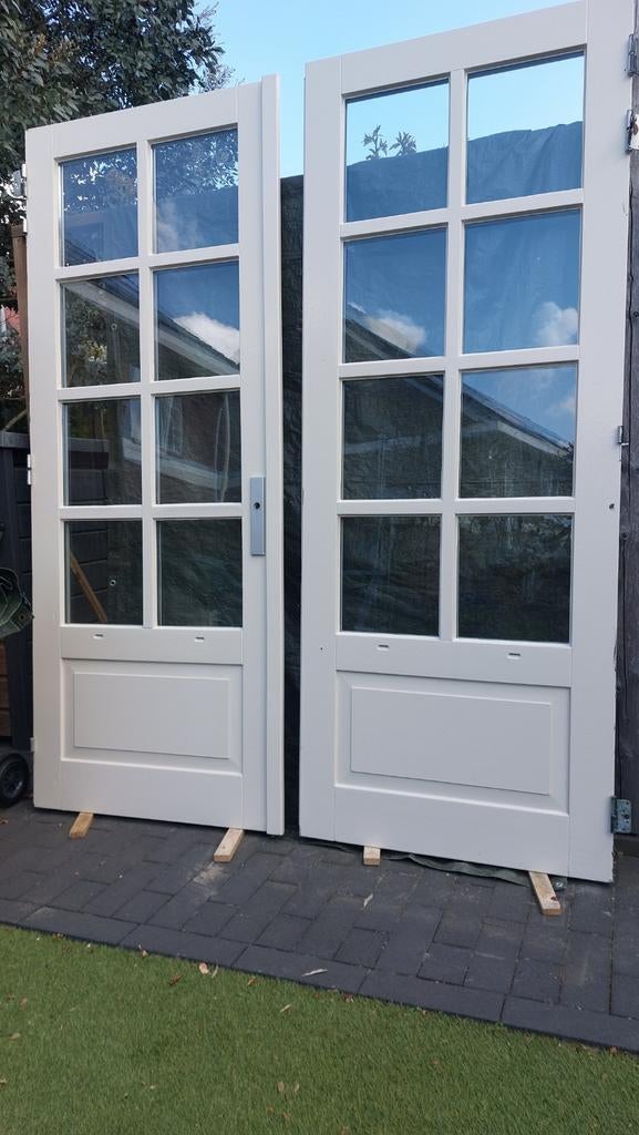 Dubbele openslaande roededeuren tuindeuren terrasdeuren, Doe-het-zelf en Verbouw, Deuren en Horren, Ophalen, Gebruikt, 80 tot 100 cm