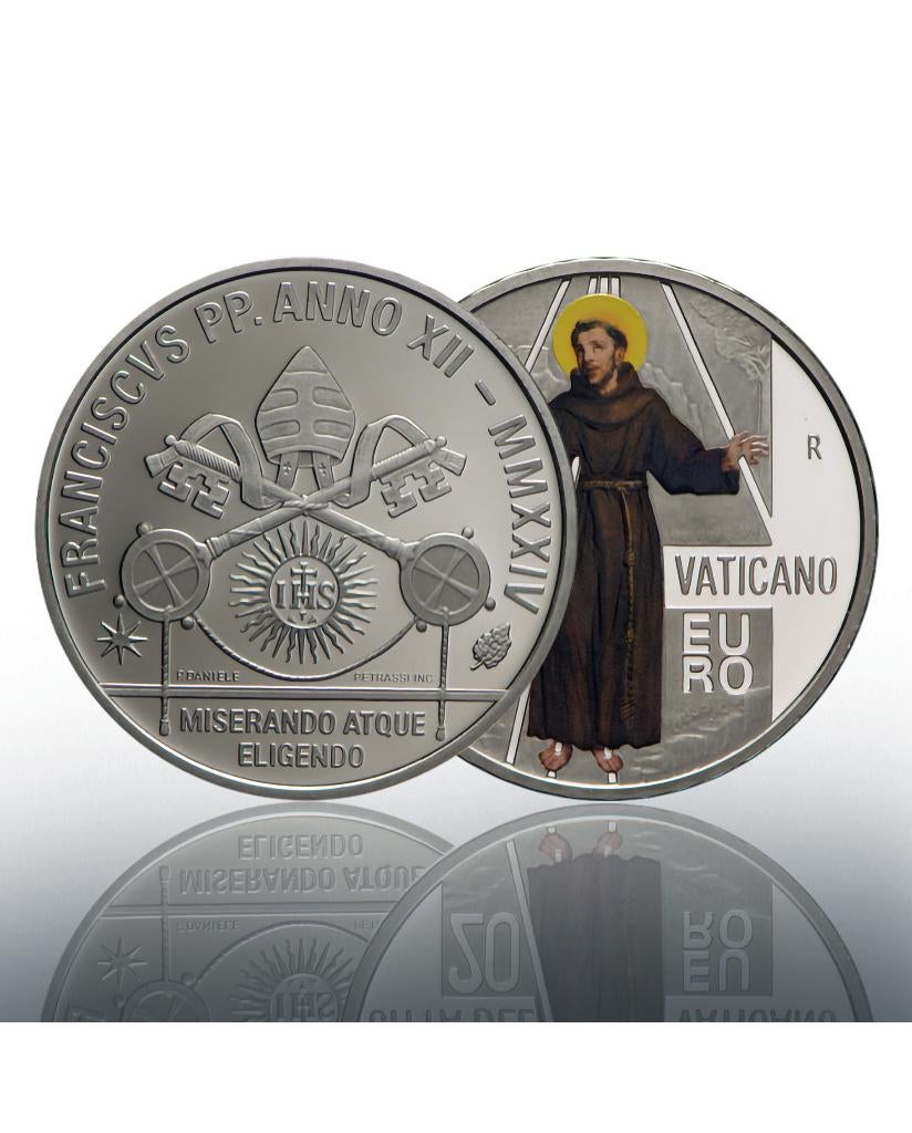 20 Euro Vaticaan 2024 - Op pad met sint Franciscus -Stigmata, Vaticaanstad, Verzenden, Zilver, Overige waardes