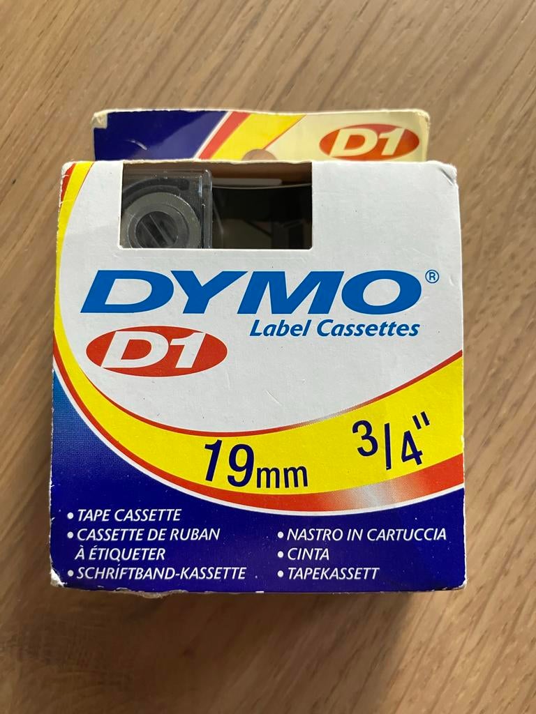 Dymo D1 Label Cassette 19mm Zwart/Wit, Computers en Software, Labelprinters, Ophalen of Verzenden, Nieuw, Tape-label