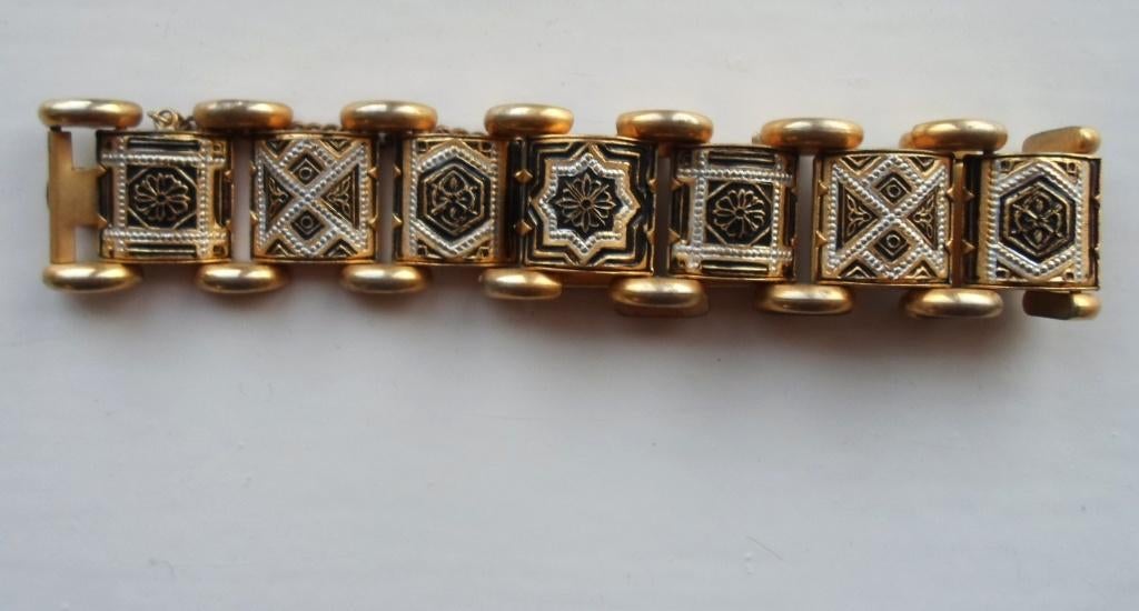 Brede Armband Damascene / Toledo. Met veiligheidsketting., Ophalen of Verzenden, Zo goed als nieuw, Zilver, Overige materialen