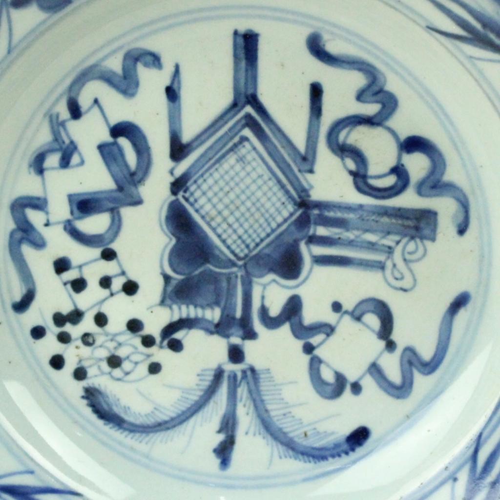 Antiek Chinees blauw-wit bord – 17e eeuw, Ophalen of Verzenden