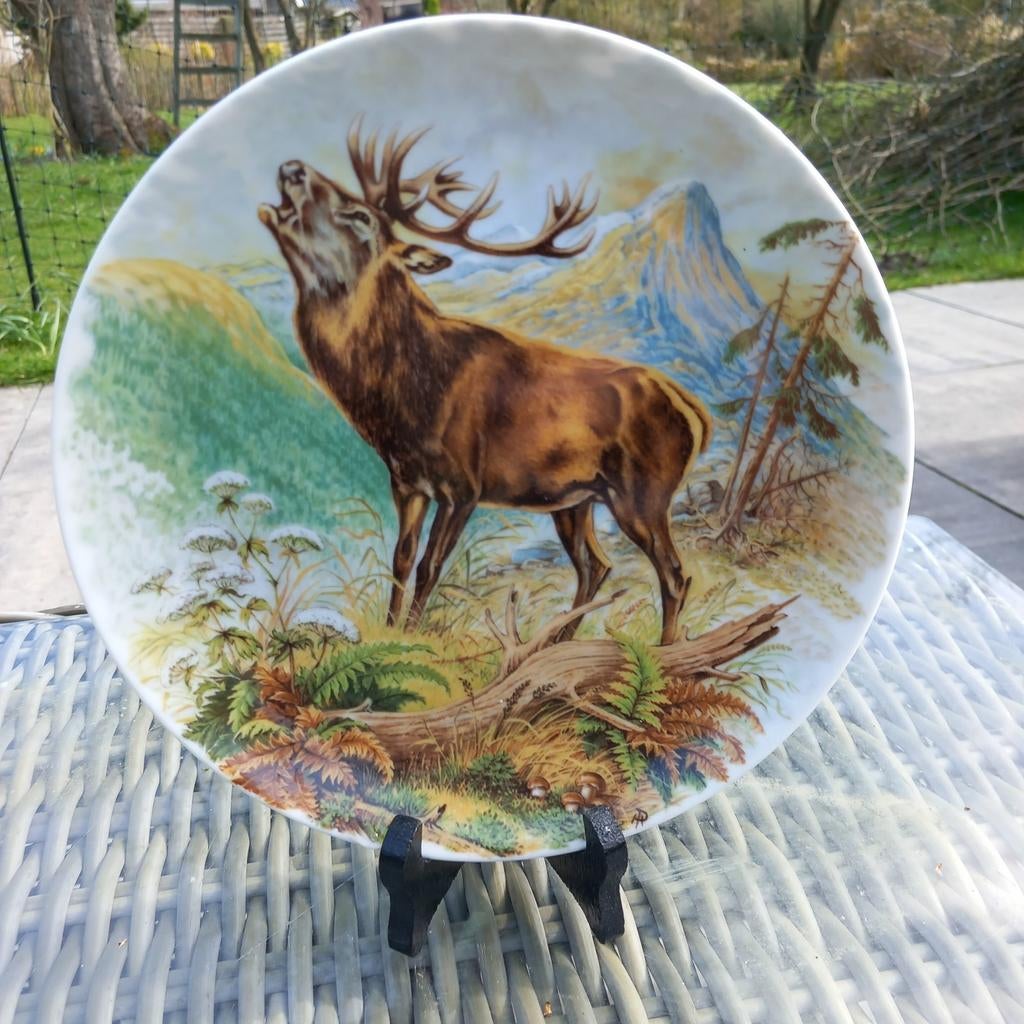 Decoratief bord met brullend hert - Kaiser porselein, Antiek en Kunst, Ophalen of Verzenden