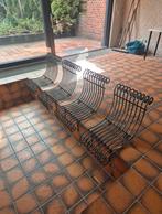 4x vintage smeedijzeren zit, jaren ‘60, Huis en Inrichting, Fauteuils, Minder dan 50 cm, Vintage retro buisframe design rotan webbing papercord deens