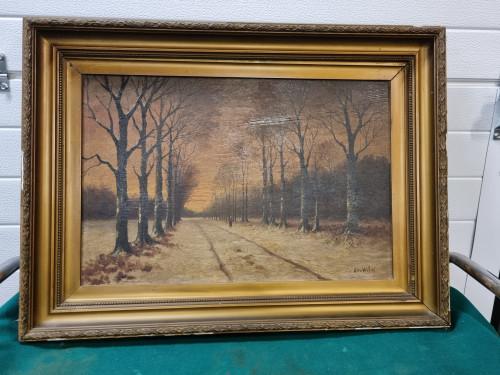 schilderij bomen laan H.de Wilde in brocante lijst, Ophalen of Verzenden, 'T Olde Gre-j, Info@toldegrej.nl, Endepoelstraat 20f Didam