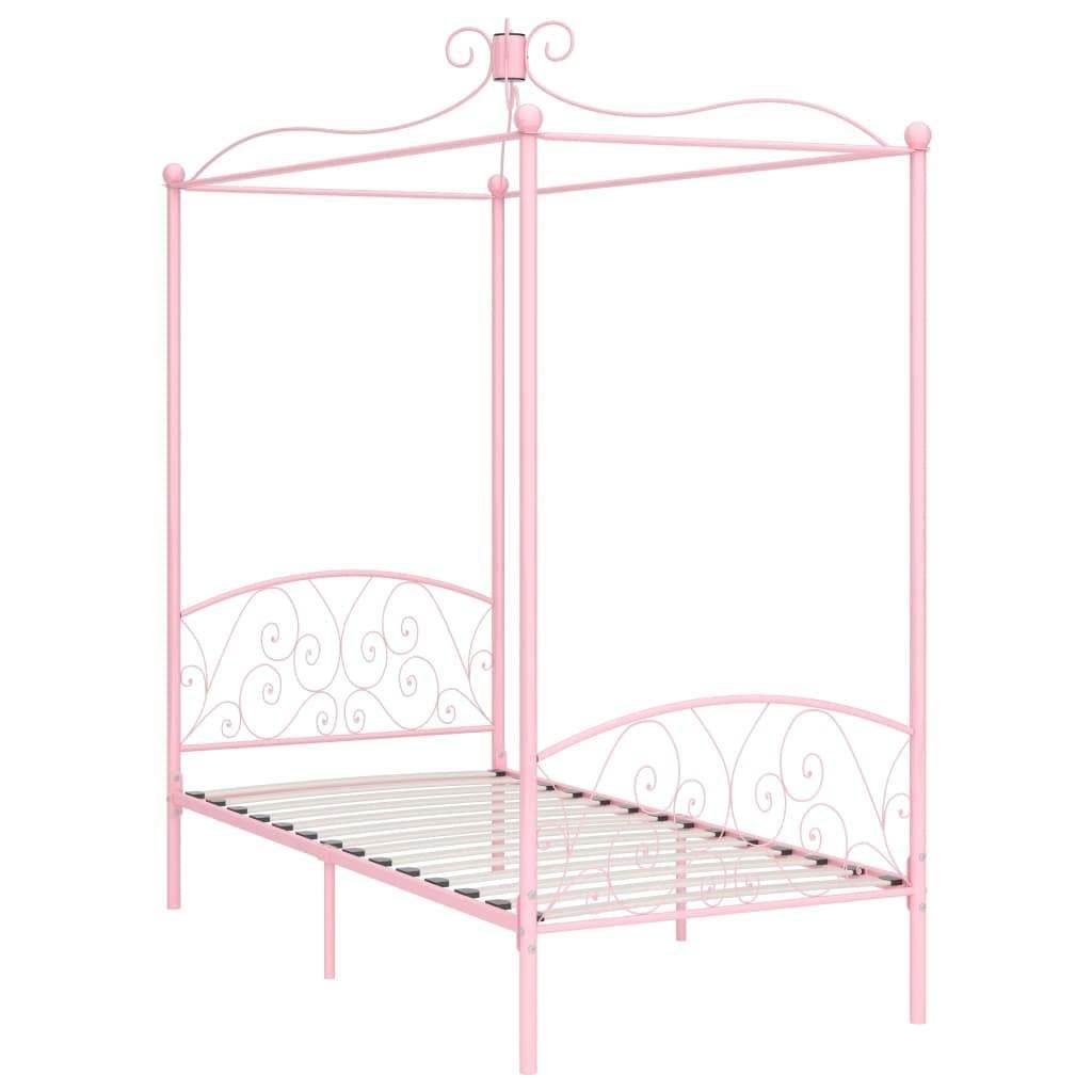NIEUW in doos roze metalen 1-persoonsbed hemelbed, 90 cm, Nieuw, Ophalen of Verzenden, 200 cm