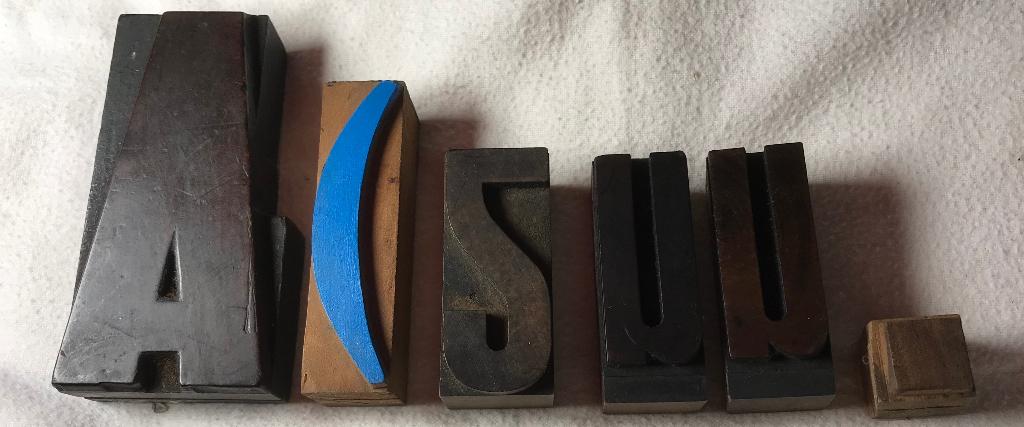 6 x vintage woondecoratie houten drukkerij letters, Ophalen of Verzenden