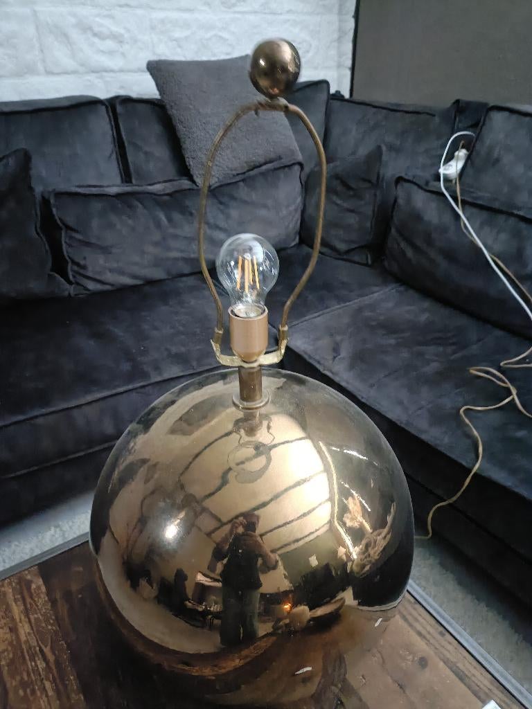 Leuke gouden ronde bollamp, Ophalen, Gebruikt, Metaal, 50 tot 75 cm