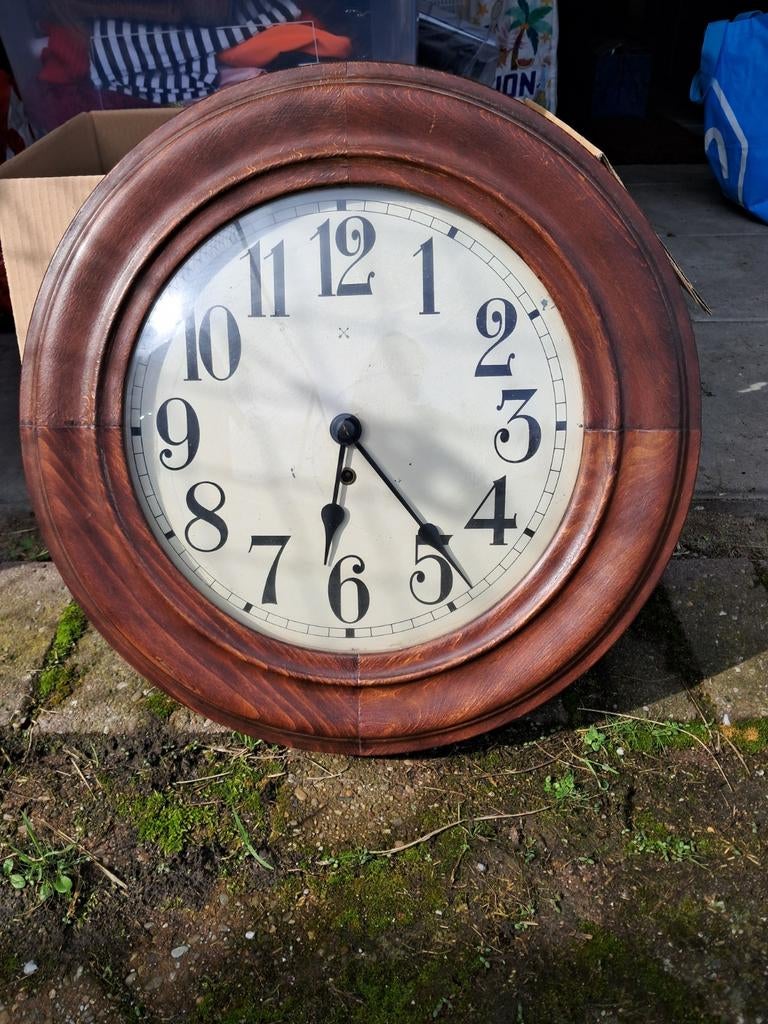 Antieke houten wandklok - Werkt perfect!, Ophalen