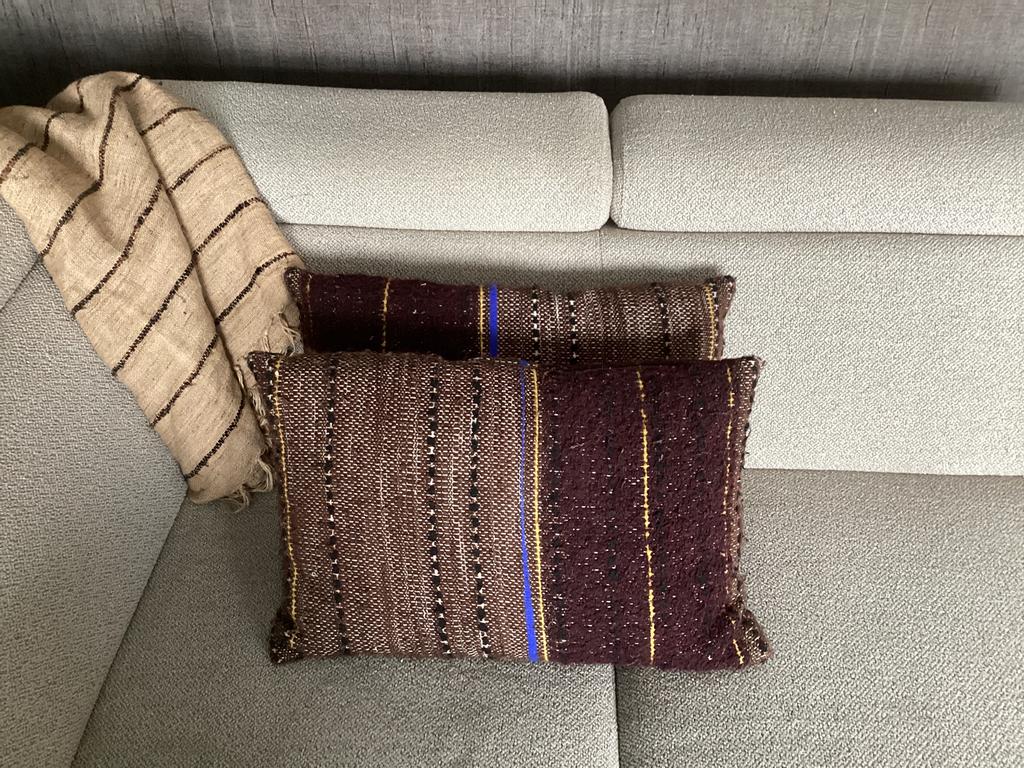 Ethnicraft kussens Tulum Dark 2 stuks, Ophalen of Verzenden, Gebruikt, Rechthoekig