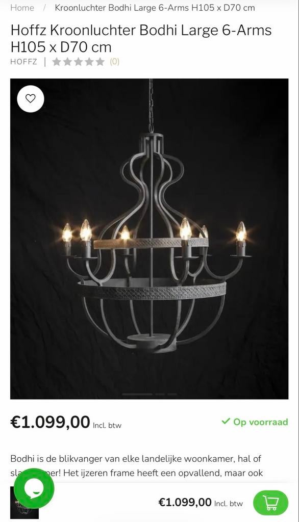 Sfeervolle Kroonluchter Hoffz roestkleur XXL H105 B70, Huis en Inrichting, Lampen | Kroonluchters, Ophalen of Verzenden, Gebruikt