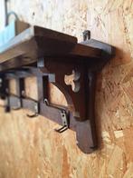 Brocante vintage houten wandkapstok, kapstok met hoedenplank, Wandkapstok, Gebruikt, Vintage, Ophalen of Verzenden