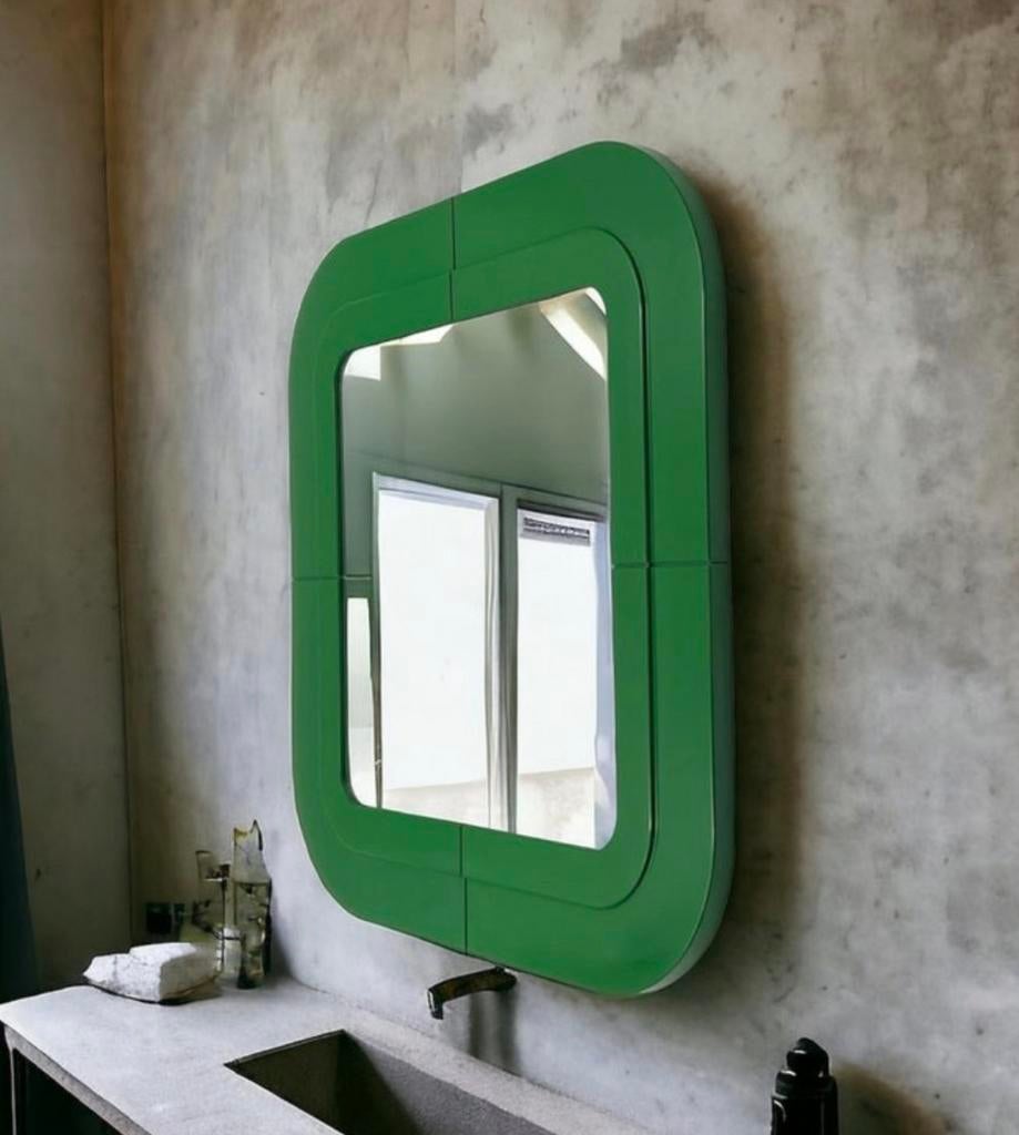 Vintage Green mirror from Anna Castelli for Kartell, Ophalen of Verzenden, Vierkant, Minder dan 50 cm, Minder dan 100 cm