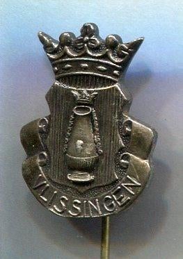 Vlissingen zilverkleurig wapen speldje ( U_137a ), Verzenden, Zo goed als nieuw, Stad of Land, Speldje of Pin