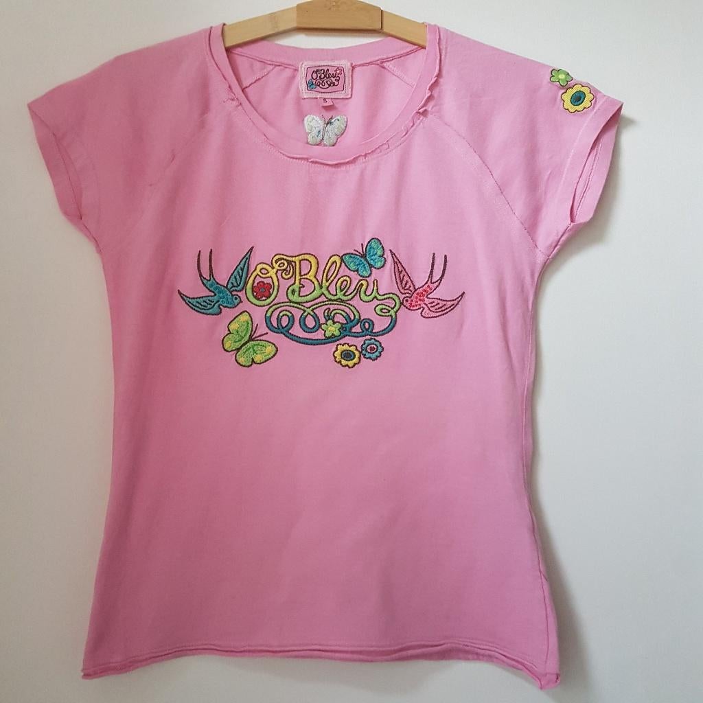 Geborduurde tshirt, maat S (176) Merk O'bleu, Kinderen en Baby's, Kinderkleding | Maat 176, Ophalen of Verzenden, Zo goed als nieuw