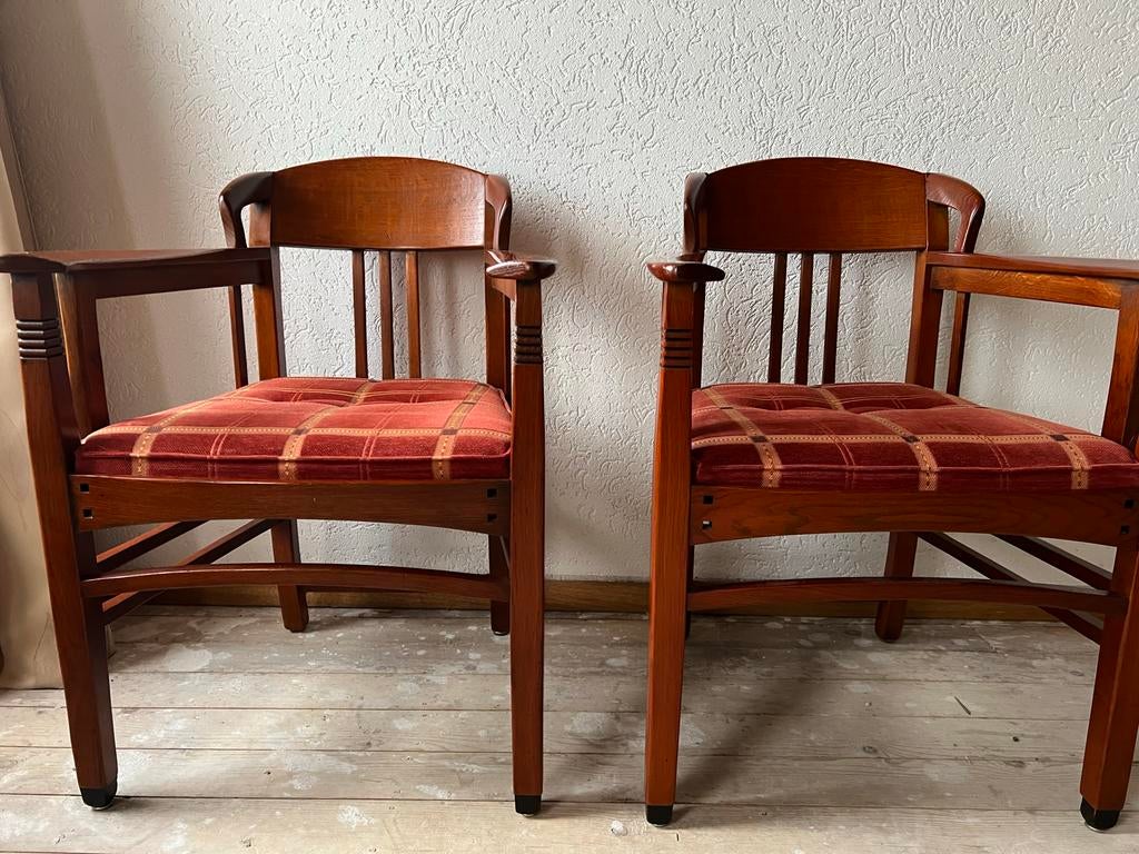 2 Schuitema Jugendstil Armstoelen, Huis en Inrichting, Stoelen, Zo goed als nieuw, Twee, Rood, Ophalen