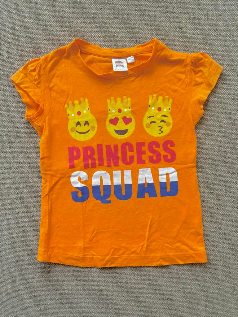 Oranje t-shirt Koningsdag maat 98/104, Ophalen of Verzenden, Zo goed als nieuw, Meisje, Shirt of Longsleeve
