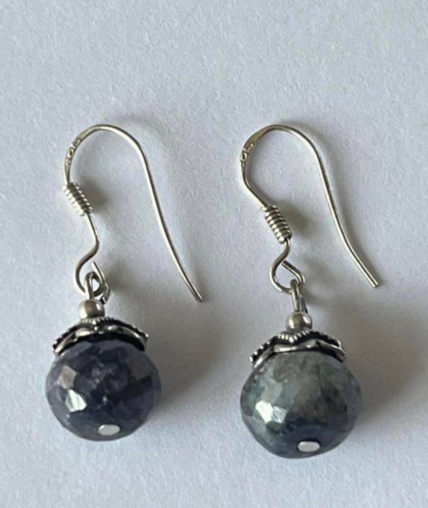 Zilveren LABRADORIET oorbellen, Verzenden, Zo goed als nieuw, Zilver, Zilver