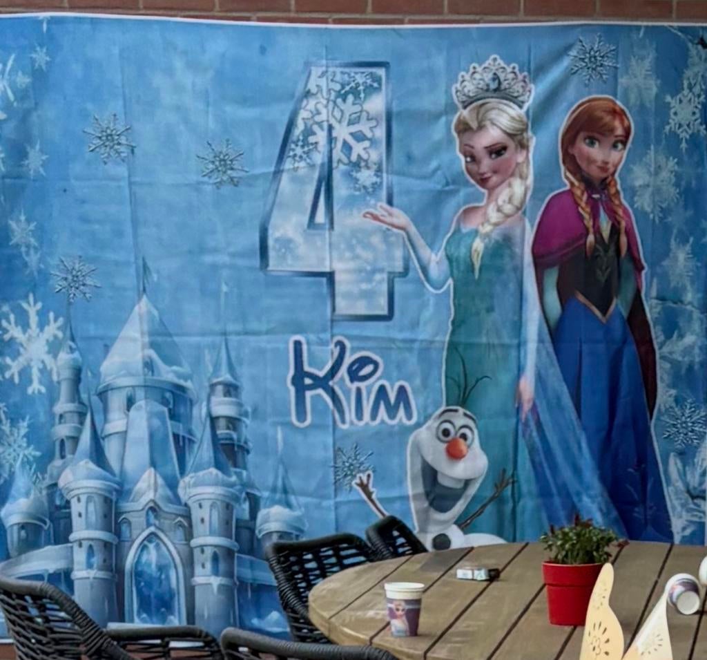 Frozen spandoek Kim 4 jaar, Ophalen, Zo goed als nieuw, Versiering, Verjaardag