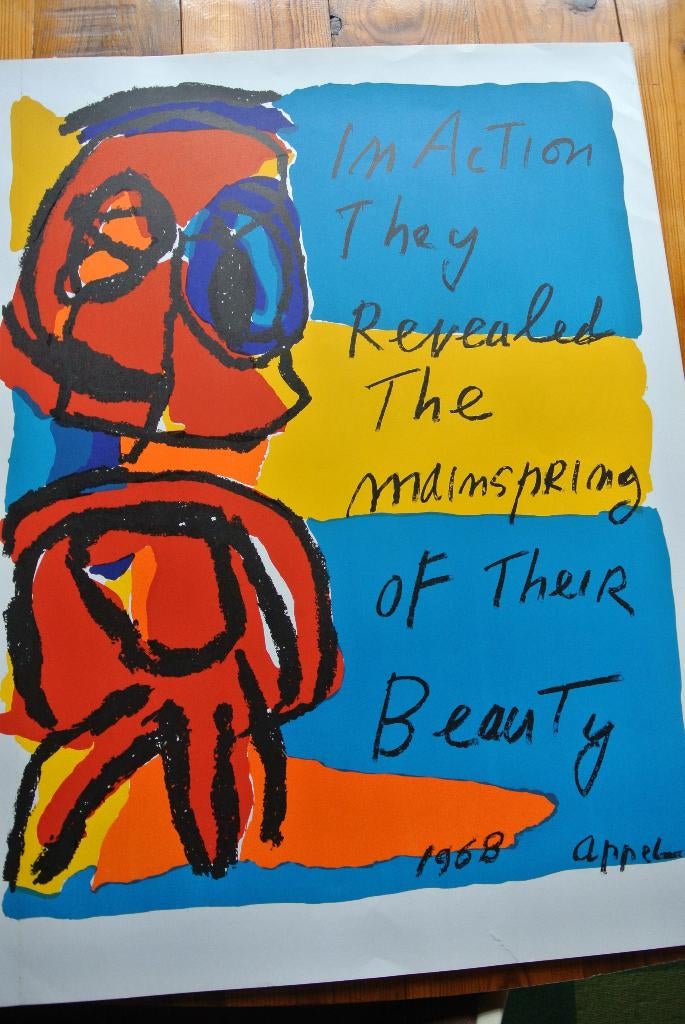 karel appel grote litho met engelse tekst, Ophalen of Verzenden