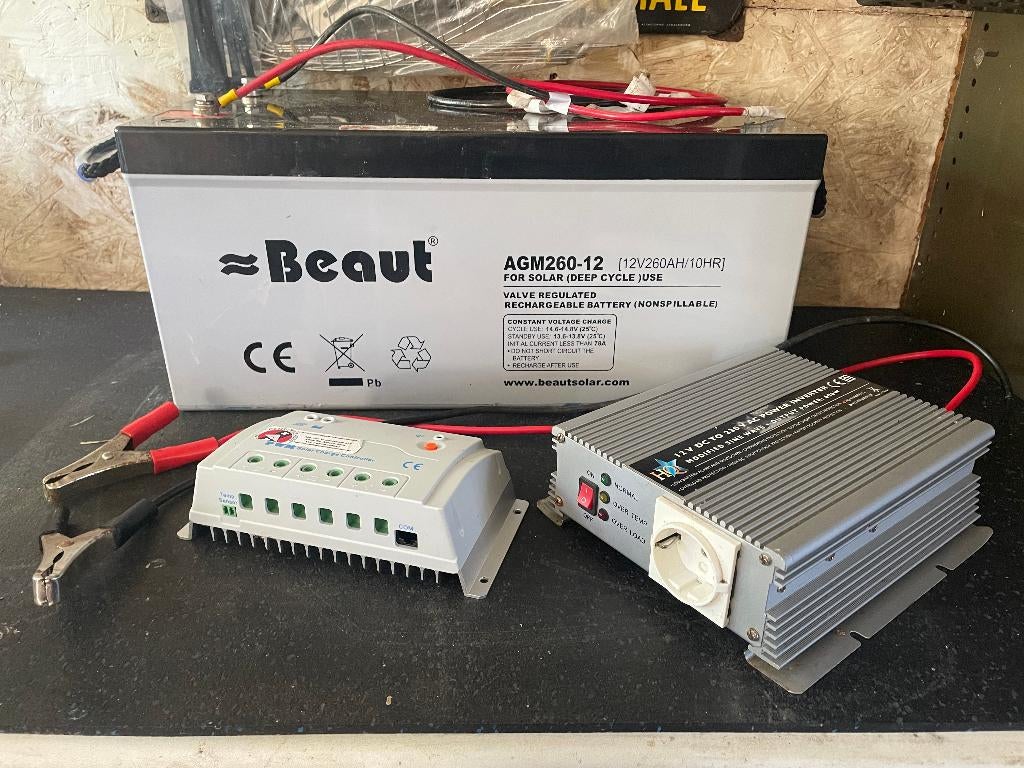 solar set compleet met koelkast, Ophalen, Zonder vriesvak, Zo goed als nieuw, Energieklasse A of zuiniger