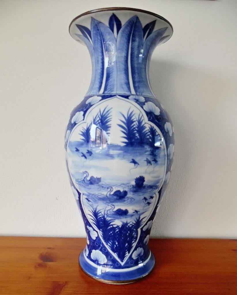 Grote handbeschilderde vaas, Antiek en Kunst, Ophalen of Verzenden