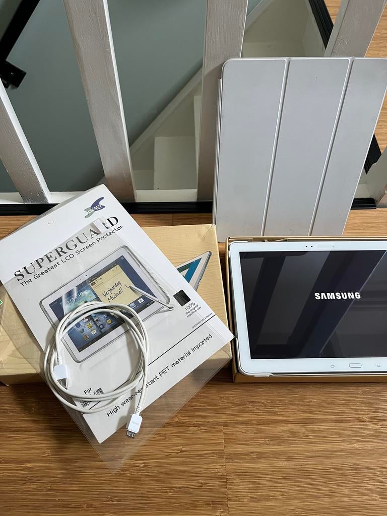 Samsung Galaxy Note Pro met hoes en screenprotector, Ophalen of Verzenden, Gebruikt, 12 inch, Bescherming voor- en achterkant