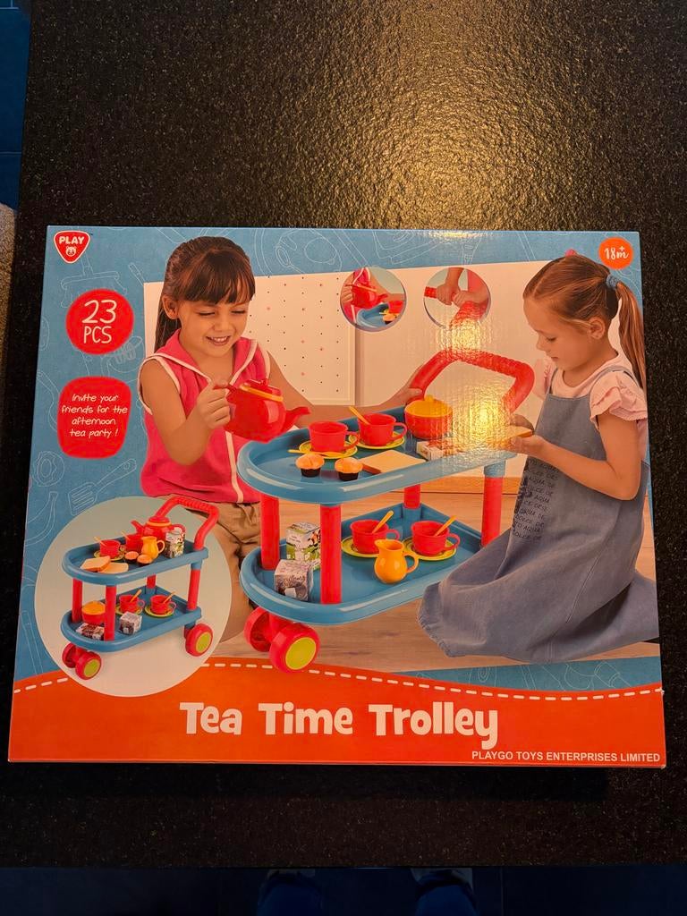 Playgo Tea Time Trolley - 23-delige theeset voor kinderen, Ophalen of Verzenden, Nieuw, Kunststof, Speelkeuken-accessoire