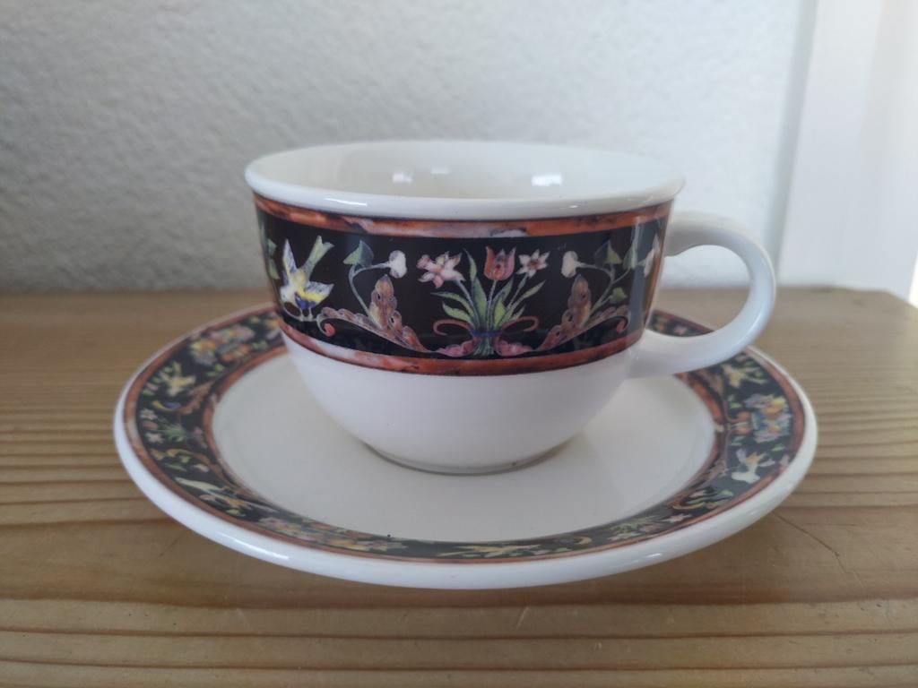 Villeroy en Boch Intarsia kop en schotel, Antiek en Kunst, Ophalen of Verzenden