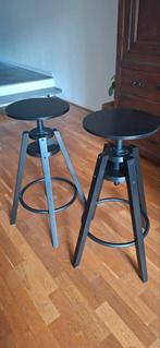 2  zwarte barkrukken  dalfred ikea, 2 krukken, Ophalen of Verzenden, Zo goed als nieuw, 60 tot 90 cm