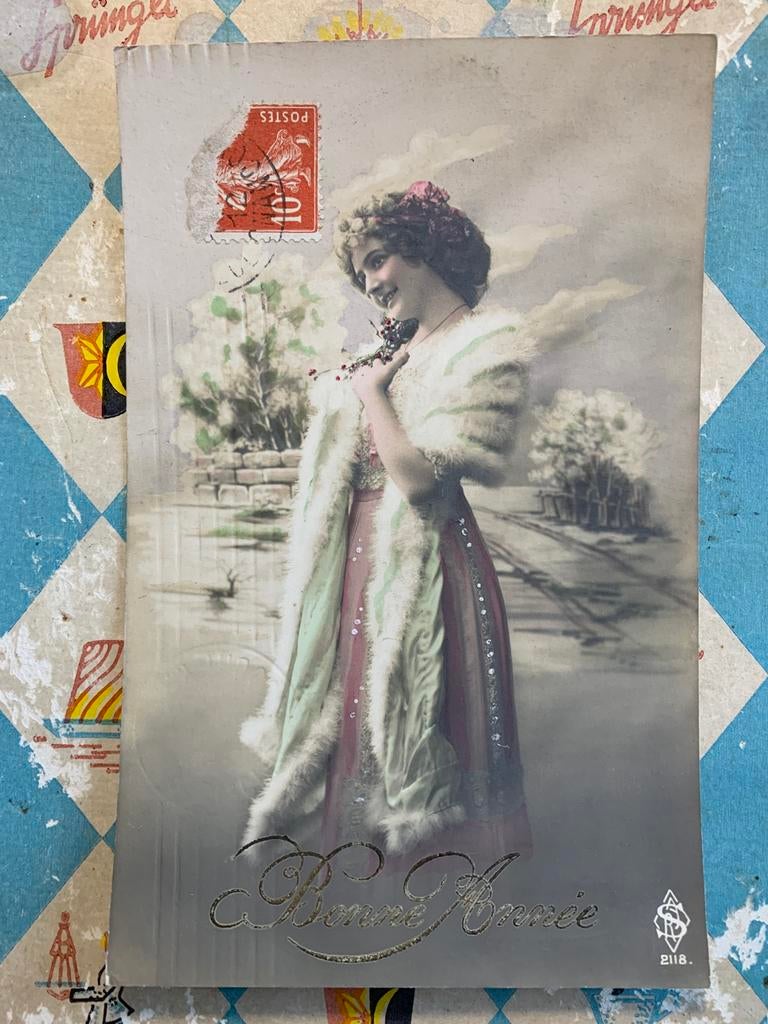 1912 Bonne Année - dame (NN), Ophalen of Verzenden, Voor 1920, Gelopen, Feest(dag)