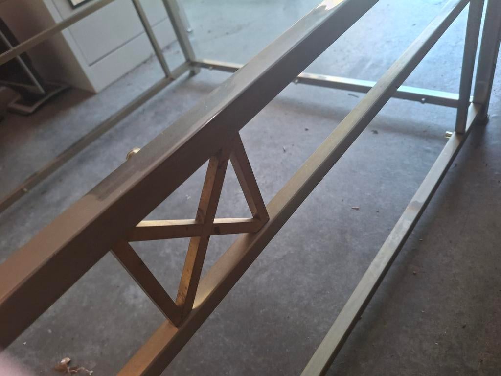 Luxe salontafel Messing rechthoekig van Pot uit Axel, Gebruikt, 100 tot 150 cm, Messing, Metaal