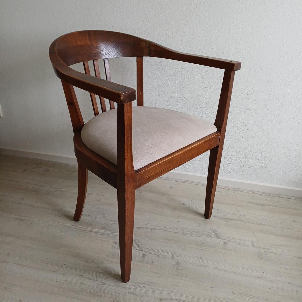 Art Deco bureaustoel (Thonet), Ophalen, Gebruikt, Bruin, Stof