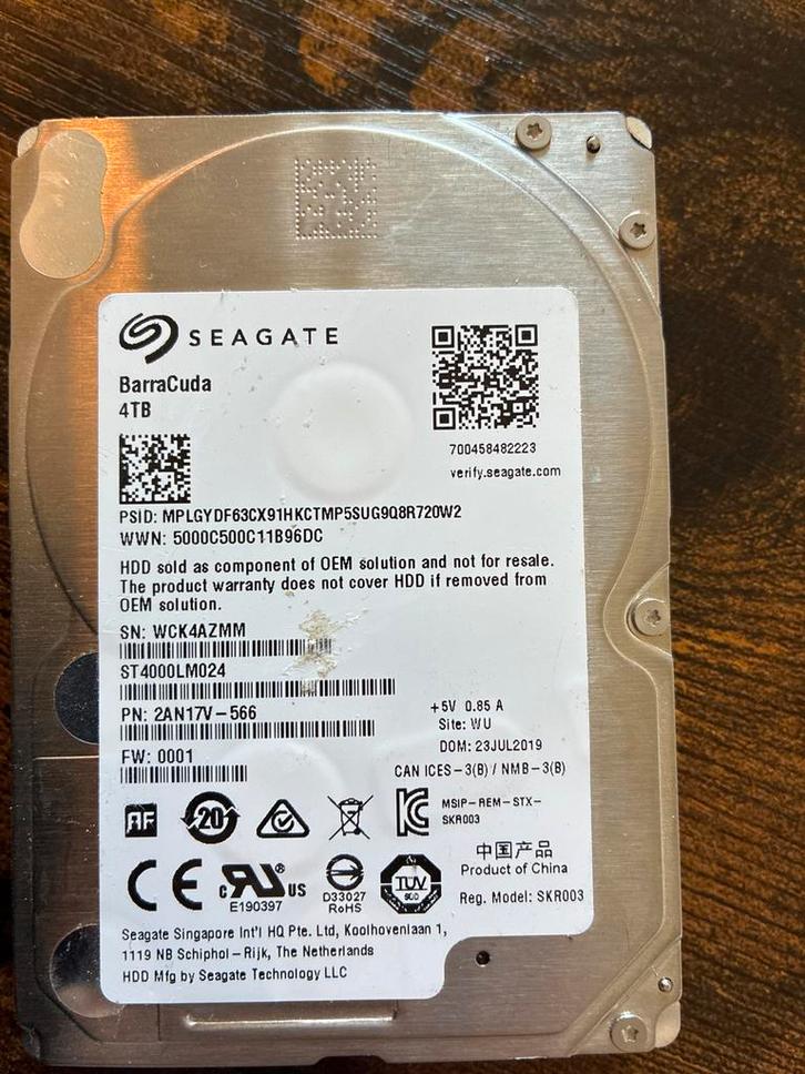 Seagate BarraCuda 4TB 2.5 inch HDD 5 stuks beschikbaar, Computers en Software, Harde schijven, Gebruikt, Desktop, Intern, HDD