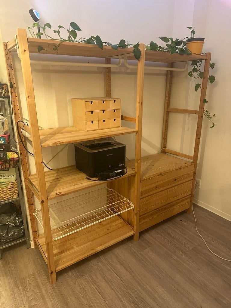 IKEA Ivar stellingkast met ladeblok en kledingroedes, Ophalen, Gebruikt