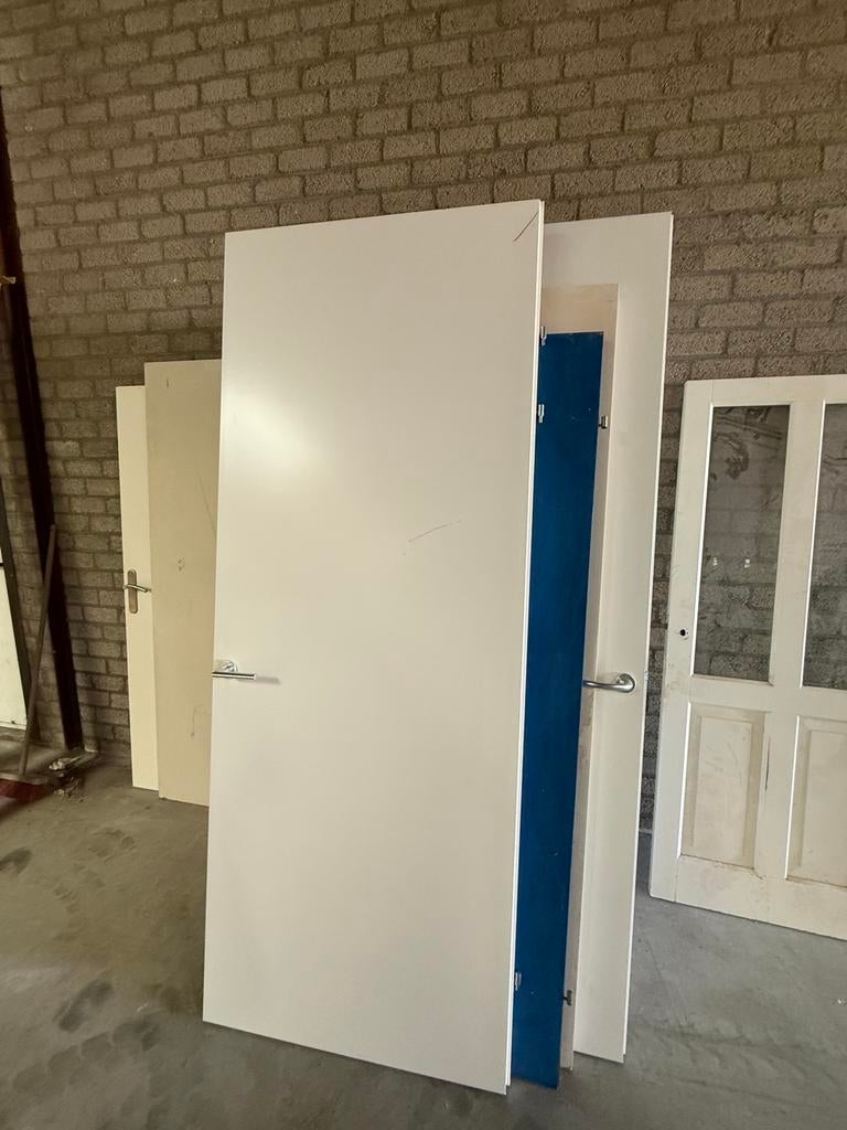 Opdekdeuren 88 x 231,5 met kozijn 14x, Deurkozijn, Zo goed als nieuw, 225 cm of meer, Hout