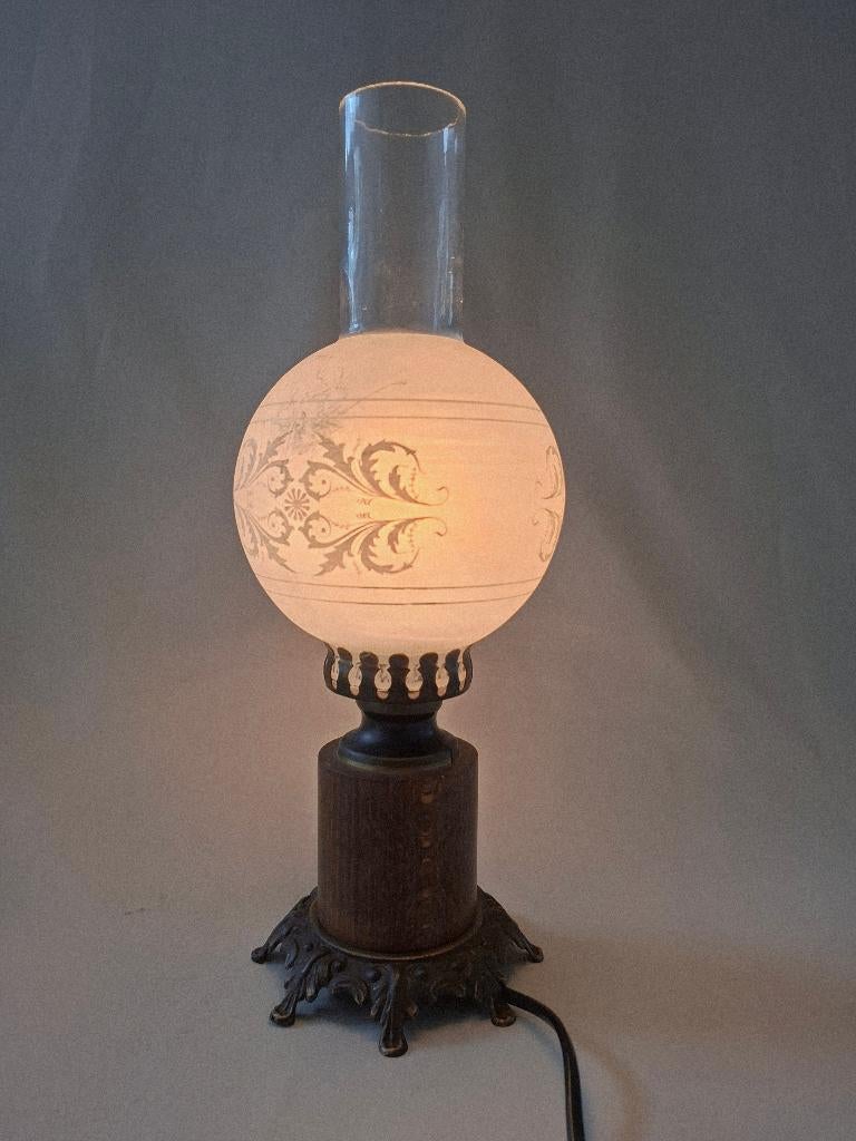 Nederlandse vintage tafellamp. Jaren 60 / 70, Huis en Inrichting, Lampen | Tafellampen, Zo goed als nieuw, Minder dan 50 cm, Glas