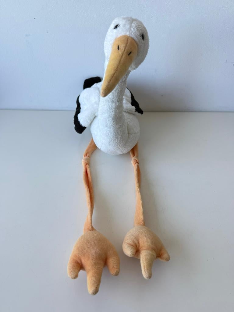 Knuffel vogel, ooievaar met lange poten 60 cm / Prenatal, Prénatal, Overige typen, Ophalen of Verzenden, Middelgroot (20 tot 80 cm)