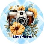 L1446 icing luxe fototoestel 18cm eetbare taart print top, Ophalen of Verzenden, Nieuw, Taarten, Versiering