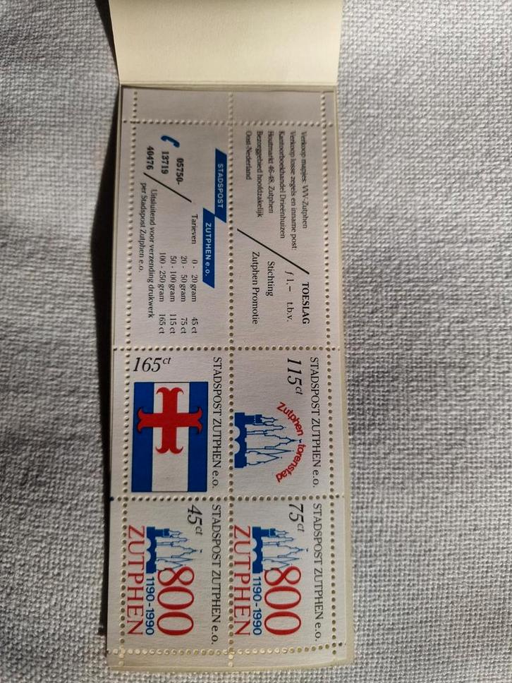 Stadspost Zutphen 800 jaar - Herdenkingsuitgave 1990, Postzegels en Munten, Postzegels | Nederland, Postfris, Na 1940, Ophalen of Verzenden